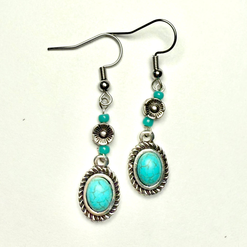 Turquoise flower dangles