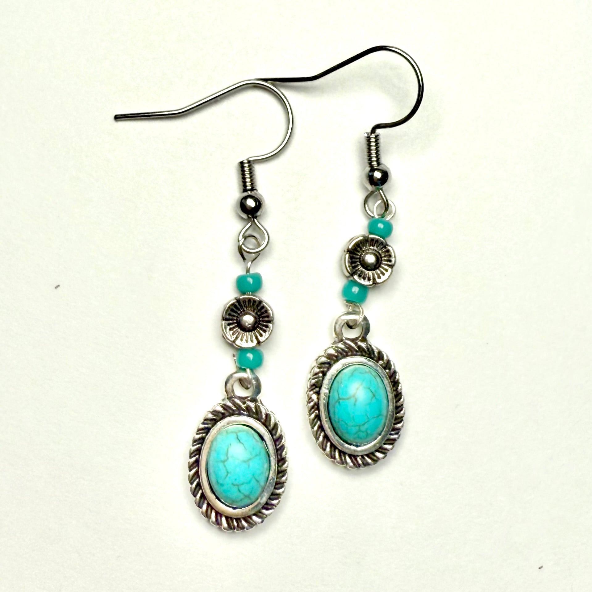 Turquoise flower dangles