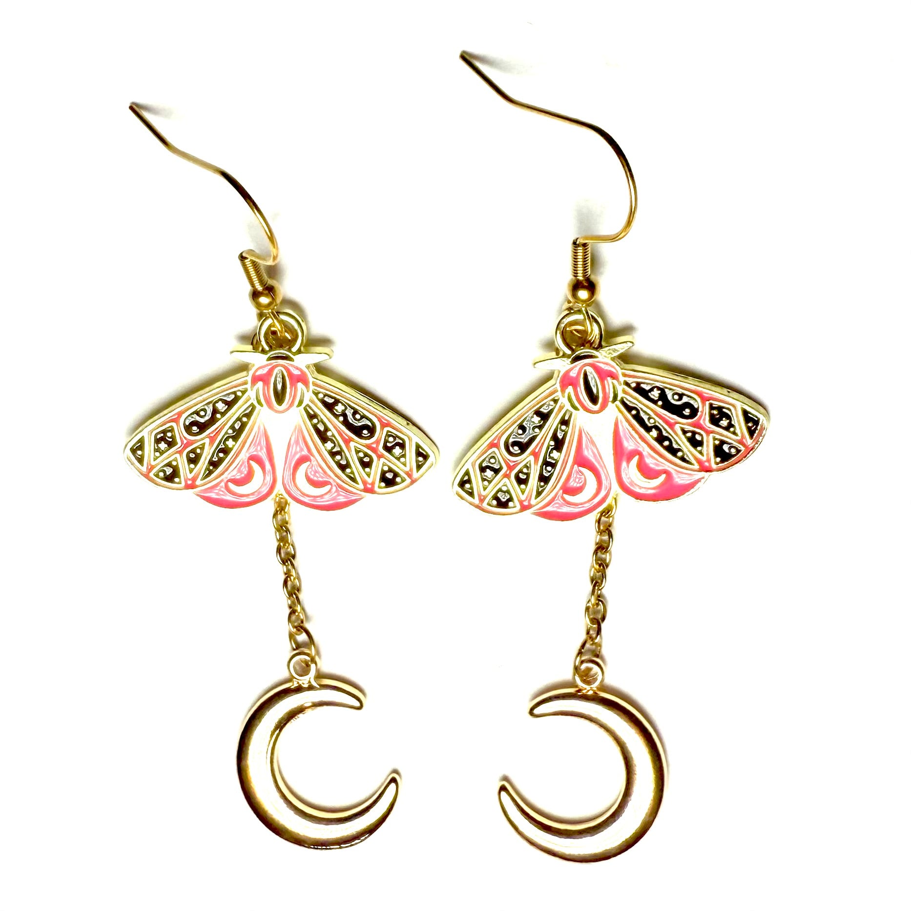 Pink Lunar Moth Earrings