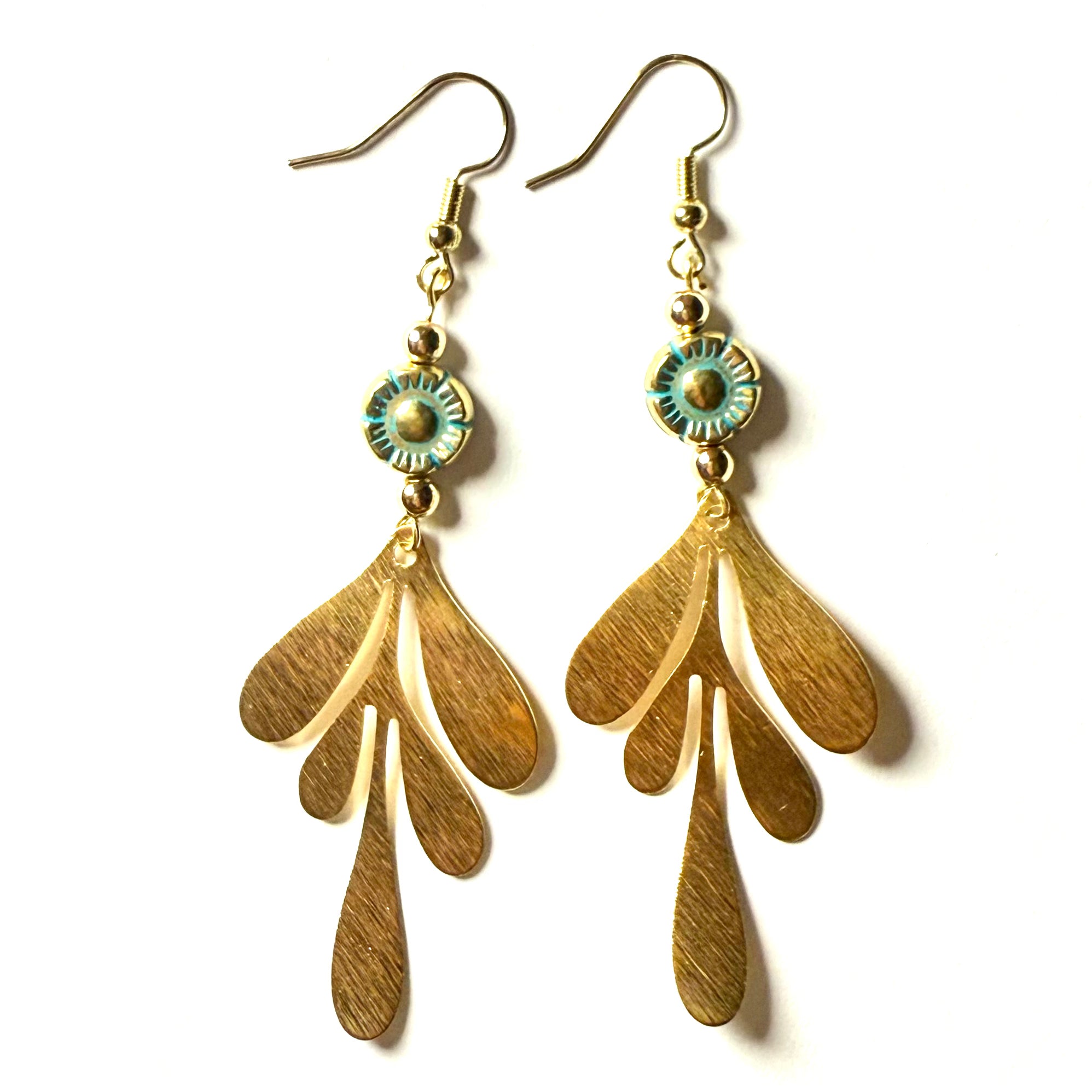Brass leaf earrings