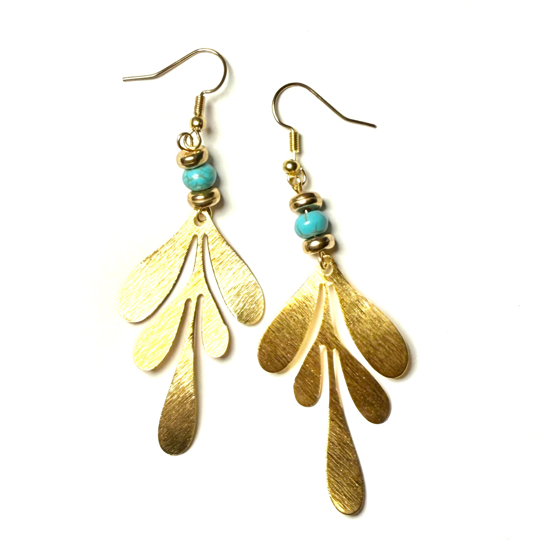 Brass leaf earrings